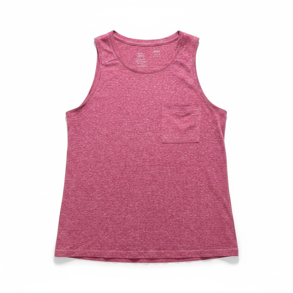 Old Navy L Womens Pink Heather Linen Blend Pocket Tank Top Casual Boho Summer